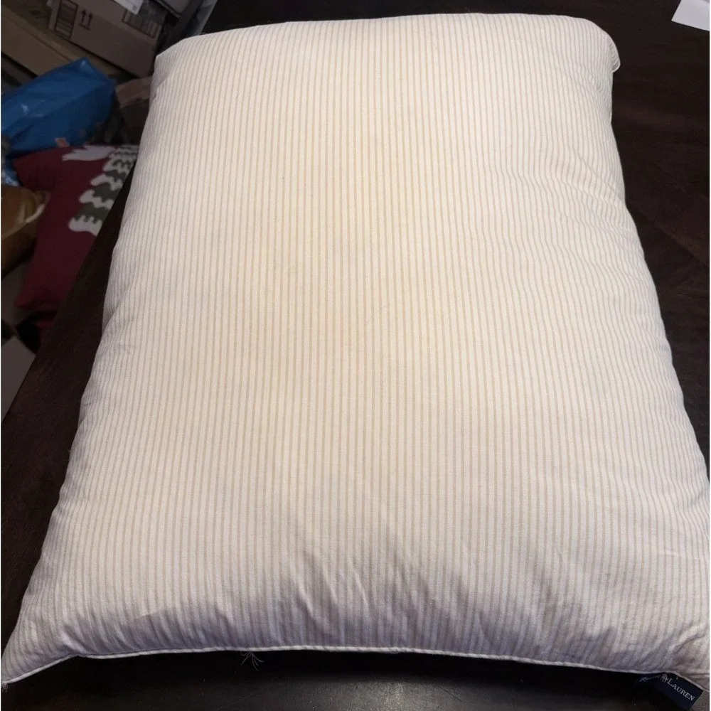 Ralph Lauren White Goose Down Feather Standard Pillow Vintage Striped USA